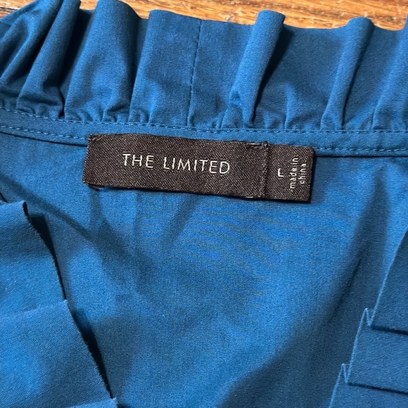 The Limited Women’s Ruffle Accent Blouse, Teal, Sz Lg - Picture 3 of 5